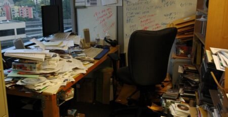 messy workspace
